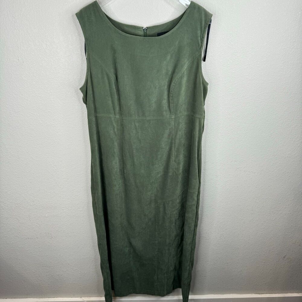 Sag Harbor‎ Women's Jacket & Dress 2 Piece Suit Set Solid Olive Green - Picture 5 of 15